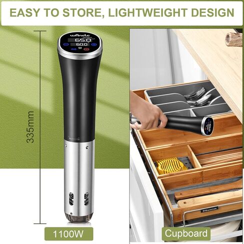 Sous Vide, Wancle Sous Vide Cooker 1100W IPX7 Waterproof Thermal Immersion Circulator With Reservation Function, Easy to store in Saudi Arabia
