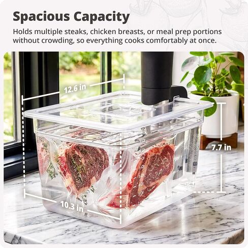 Greater Goods 12 Qt Sous Vide Container with Lid, Rack & Insulated Sleeve | Fits Most Wand-Style Circulators, Reduces Evaporation During Long Cooks, Clear MIN/MAX Fill Marks, Dishwasher Safe, Full Kit in Saudi Arabia