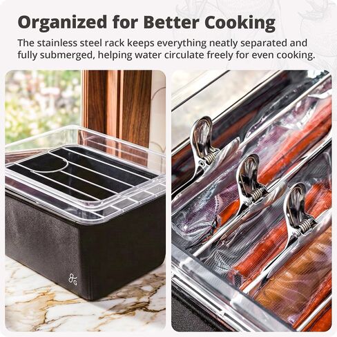 Greater Goods 12 Qt Sous Vide Container with Lid, Rack & Insulated Sleeve | Fits Most Wand-Style Circulators, Reduces Evaporation During Long Cooks, Clear MIN/MAX Fill Marks, Dishwasher Safe, Full Kit in Saudi Arabia