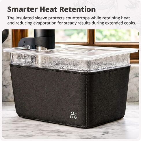 Greater Goods 12 Qt Sous Vide Container with Lid, Rack & Insulated Sleeve | Fits Most Wand-Style Circulators, Reduces Evaporation During Long Cooks, Clear MIN/MAX Fill Marks, Dishwasher Safe, Full Kit in Saudi Arabia