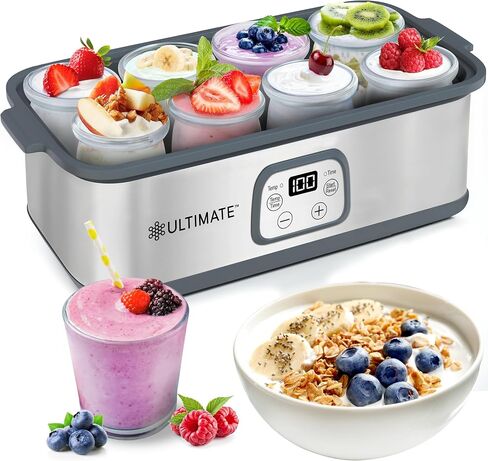Ultimate Probiotic Yogurt Maker with Adjustable Temperature & Time Control - Make Trillions of Live Probiotics & Get Better Gut Health - ULTIMATE LIFETIME WARRANTY - Wellness Gifts for Men & Women in Kuwait
