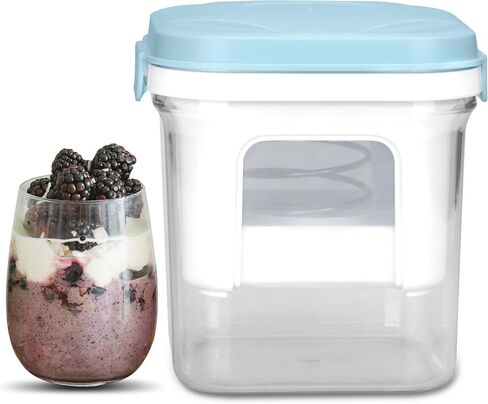Party Desserts Greek Yogurt Strainer with Lid, Yogurt Maker, Yoghurt Filter with Ultra Fine Nylon Mesh Strainer & Pressure Filtration, 1.5Qt Thick & Creamy Greek Yogurt, BPA-Free, Aqua Blue in Saudi Arabia