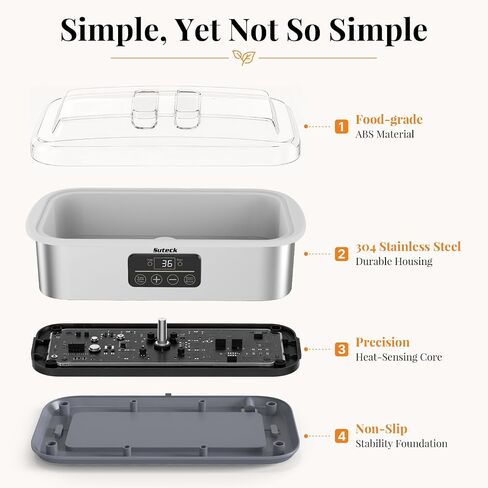 Suteck Yogurt Maker with Glass Jars, 2 Quart, Time 0-48H & Temp 68-131°F | BPA-Free, Dishwasher-Safe | ±1°C Precision, Auto Shutoff | 25W, Stainless Steel | DIY Cheese & Probiotic in Saudi Arabia
