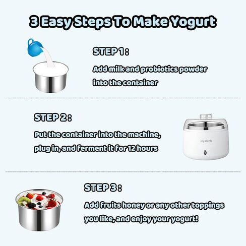 JoyMech Yogurt Maker, Compact Greek Yogurt Maker Machine with Constant Temperature Control, Stainless Steel Container, 1 Quart for Home Organic Yogurt in Kuwait