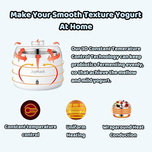 JoyMech Yogurt Maker, Compact Greek Yogurt Maker Machine with Constant Temperature Control, Stainless Steel Container, 1 Quart for Home Organic Yogurt in Kuwait