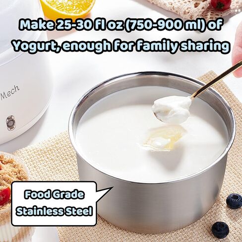 JoyMech Yogurt Maker, Compact Greek Yogurt Maker Machine with Constant Temperature Control, Stainless Steel Container, 1 Quart for Home Organic Yogurt in Kuwait