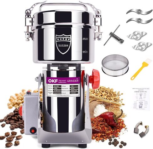 750g Grain Mill, 304 Stainless Steel Spice Grinder, 2800W High-speed Commercial Flour Mill, Superfine Flour Mill Grinder for Home, Grain Mill for Flour in Saudi Arabia