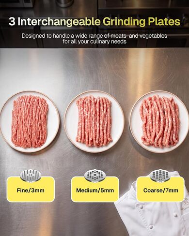 Behome Electric Meat Grinder for Home, Sausage Stuffer and Kubbe Maker | 2800W MAX Grinds up to 2.2 lb/min with reverse control, 3 grinding plates, sausage tube and kubbe attachment for home use in Saudi Arabia