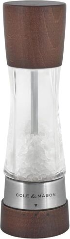 Cole & Mason H332293 Derwent Black Wood Salt and Pepper Mills, Gourmet Precision+, Adjustable Grind, Stained Beech/Acrylic, 190 mm, Gift Set, Includes 1 Salt and 1 Pepper Grinders in Kuwait