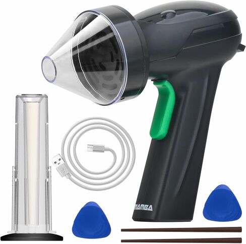 Mamba Lite USB-C One-Hand Grinder for Herbs and Seasonings, Black | 0.75g capacity, rocker switch control, transparent PC tray, clear spout, charging cable, cleaning tools, easy storage in Kuwait