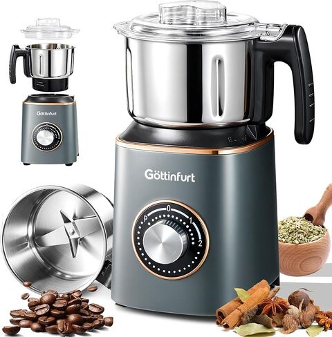 Electric Spice Grinder, 800g Electric Coffee Grinder for Home with Stainless Steel Blades & Removable Bowl, 3-Speed Flour Mill Grinder, Electric Grain Mill Grinder for Wheat Corn Rice Coffee Herbs Nut in Saudi Arabia