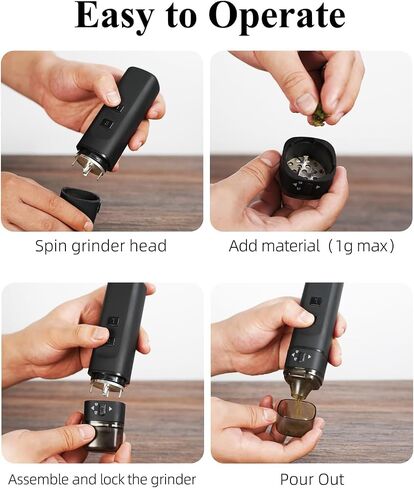 Electric Spice Grinder, Automatic Small Portable Herbal Machine & Spice Mill,USB Rechargeable Grinding Up to 1 Gram(Black) in Saudi Arabia
