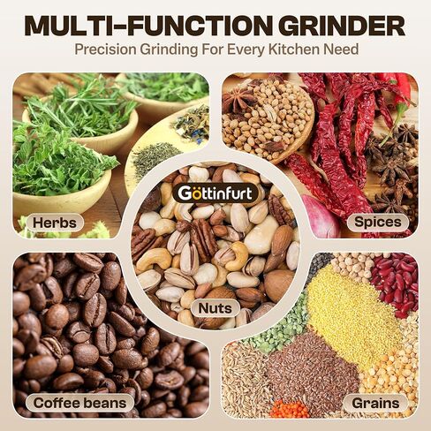 Versatile Grinder for Kitchen, Electric Spice Grinder 800g Stainless Steel Mill Grinder with Detachable Bowl for Wheat, Nuts, Herb and Coffee Beans in Kuwait