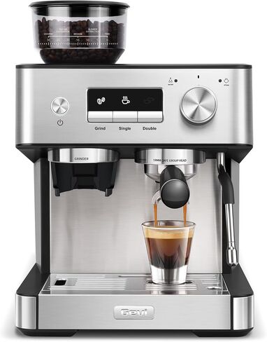 Gevi 20 Bar Espresso Machine with Grinder & Steam Wand for Latte Cappuccino | Removable Water Tank, Powerful Milk Frother, Stable Pressure System For Crafting Silky Homemade Coffee Drinks in Saudi Arabia