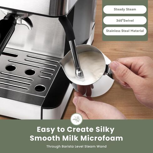 Gevi 20 Bar Espresso Machine with Grinder & Steam Wand for Latte Cappuccino | Removable Water Tank, Powerful Milk Frother, Stable Pressure System For Crafting Silky Homemade Coffee Drinks in Saudi Arabia