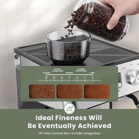 Gevi 20 Bar Espresso Machine with Grinder & Steam Wand for Latte Cappuccino | Removable Water Tank, Powerful Milk Frother, Stable Pressure System For Crafting Silky Homemade Coffee Drinks in Saudi Arabia