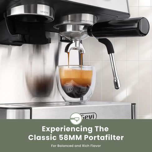 Gevi 20 Bar Espresso Machine with Grinder & Steam Wand for Latte Cappuccino | Removable Water Tank, Powerful Milk Frother, Stable Pressure System For Crafting Silky Homemade Coffee Drinks in Saudi Arabia