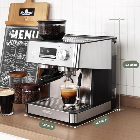 Gevi 20 Bar Espresso Machine with Grinder & Steam Wand for Latte Cappuccino | Removable Water Tank, Powerful Milk Frother, Stable Pressure System For Crafting Silky Homemade Coffee Drinks in Saudi Arabia