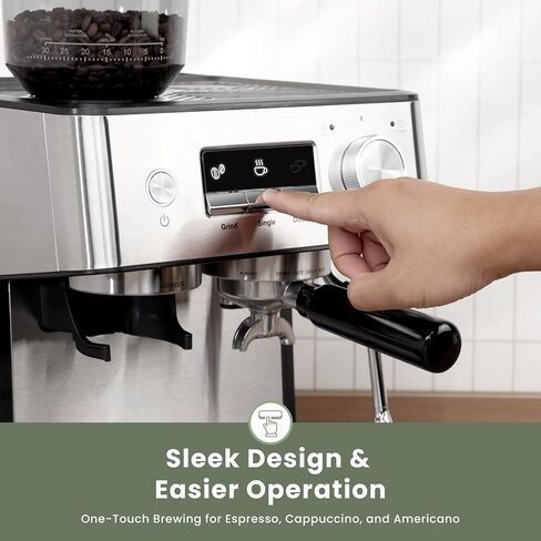 Gevi 20 Bar Espresso Machine with Grinder & Steam Wand for Latte Cappuccino | Removable Water Tank, Powerful Milk Frother, Stable Pressure System For Crafting Silky Homemade Coffee Drinks in Saudi Arabia