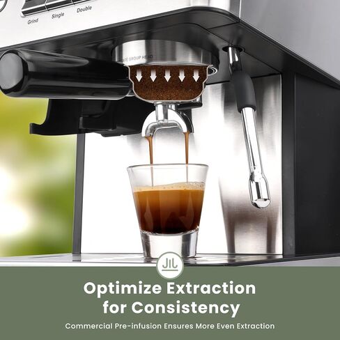 Gevi 20 Bar Espresso Machine with Grinder & Steam Wand for Latte Cappuccino | Removable Water Tank, Powerful Milk Frother, Stable Pressure System For Crafting Silky Homemade Coffee Drinks in Saudi Arabia
