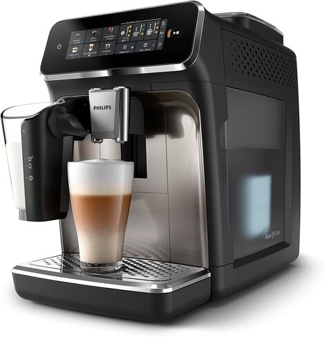 PHILIPS 3300 Series Fully Automatic Espresso Machine, LatteGo Milk System | 5 Hot & Iced Coffee Pre-Sets, ceramic grinder, customizable coffee strength & milk settings, hot water, 15 bars (EP3341/50) in Saudi Arabia