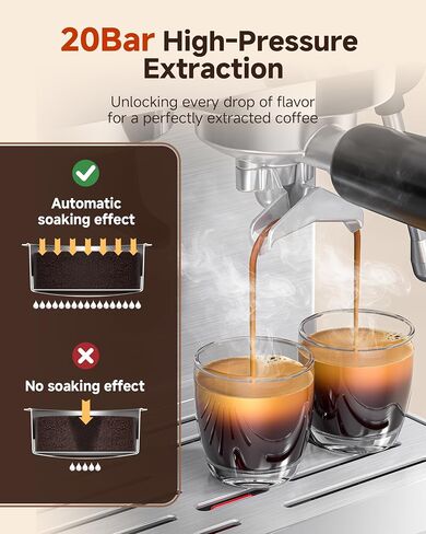 AMZCHEF Espresso Machine With Grinder, Temp Control, 44 Grind Settings | Hot & Cold Brew, Cappuccinos & Lattes, Built-in Grinder, Milk Frother, Touch Screen, Easy to Clean, Compact Design, Silver in Saudi Arabia