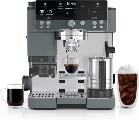 Ninja Luxe Café Premier 3-in-1 Espresso Machine, Drip Coffee, & Cold Brew | Built-in Grinder, Hands-Free Milk Frother, and Assisted Tamper for Cappuccinos & Lattes, Stainless Steel, ES601 in Saudi Arabia