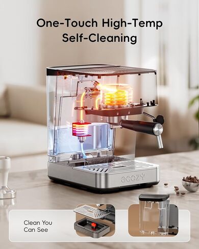 ecozy 2-in-1 Espresso Machine with Milk Frother, Guided Touchscreen | Coffee Maker Combo for Brewing Barista-quality Coffee, Lattes, Cappuccinos, and Americanos at Home in Saudi Arabia