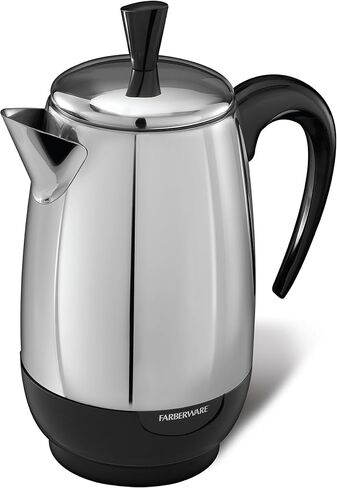Farberware Electric Coffee Percolator, Stainless Steel Basket, Automatic Keep Warm, No-Drip Spout, 8 Cup in Kuwait