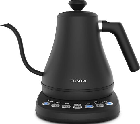 Cosori Gooseneck Electric Kettle with Temperature Control, 0.8L, Black | No Plastic Contact with Water, 5 Presets, 60-Min Keep Warm, Pour Over Coffee & Tea, Stainless Steel Interior, 1200W in Saudi Arabia