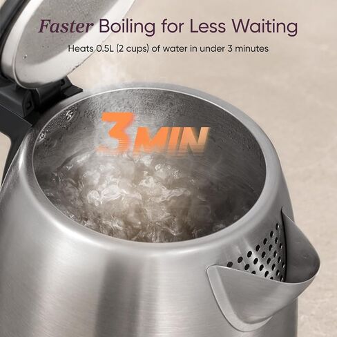 Cosori Stainless Steel Electric Kettle, No Plastic Contact with Water, 1.7L | Easy to Clean, Auto Shut-Off, Boil-Dry Protection, Tea Kettle, Hot Water Boiler, 1500W in Kuwait