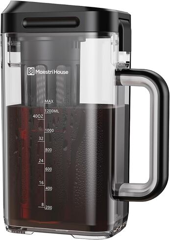 Maestri House Cold Brew Coffee Maker, 40oz BPA-Free Tritan Pitcher | Precision Ratio Coffee Brewing, 350 Mesh Filter, 100% Leak-Proof, Space Saving, Iced Tea and Coffee Maker Brewer in Saudi Arabia