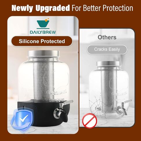 Cold Brew Coffee Maker, 1 Gallon Iced Coffee Maker With Stainless Steel Filter, Heavy Duty Glass Cold Brew Pitcher With Stainless Steel Spigot, Mason Jar Cold Brew Coffee Maker Fast Iced Tea Maker in Kuwait