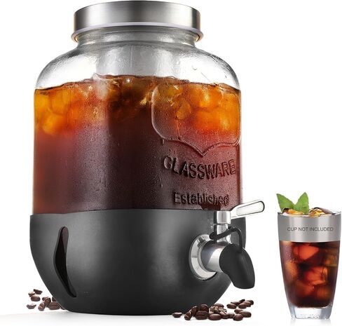 Cold Brew Coffee Maker, 1 Gallon Iced Coffee Maker With Stainless Steel Filter, Heavy Duty Glass Cold Brew Pitcher With Stainless Steel Spigot, Mason Jar Cold Brew Coffee Maker Fast Iced Tea Maker in Kuwait