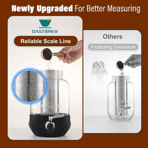Cold Brew Coffee Maker, 1 Gallon Iced Coffee Maker With Stainless Steel Filter, Heavy Duty Glass Cold Brew Pitcher With Stainless Steel Spigot, Mason Jar Cold Brew Coffee Maker Fast Iced Tea Maker in Kuwait