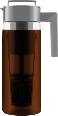 Takeya Deluxe Cold Brew Coffee Maker - BPA-Free Tritan Pitcher with Airtight Leakproof Lid, Silicone Grip Handle, Fine-Mesh Filter - Shatter-Proof, Dishwasher Safe, Made in USA - 1 Quart/Black in Saudi Arabia
