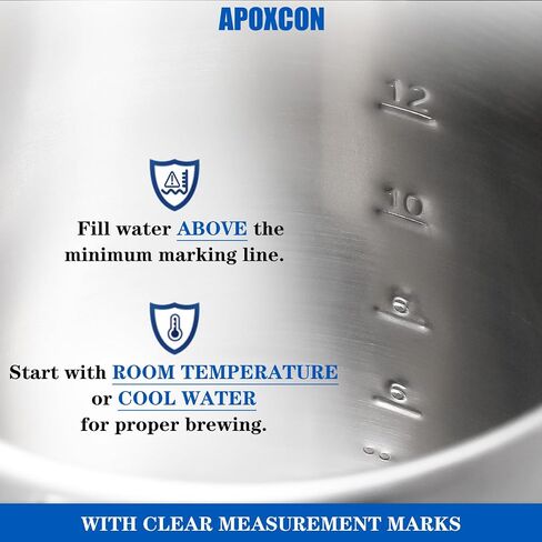 APOXCON Electric Coffee Percolator Stainless Steel Coffee Maker with Clear Brew Progress Tough Glass Knob, Keep Warm & Cordless Serve Classic Coffee Pot - No Aluminum No Plastic Contact (12 Cup) in Saudi Arabia