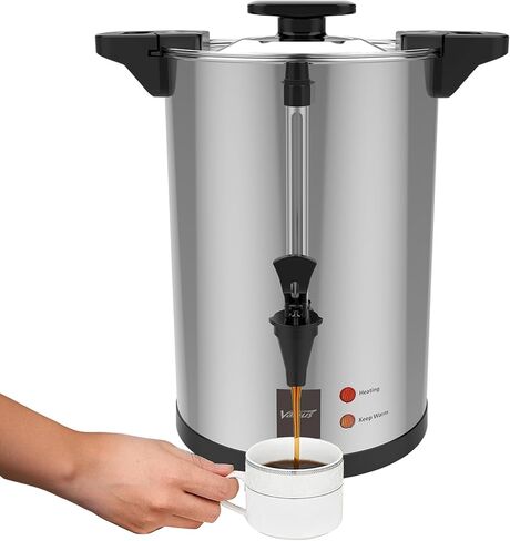 Valgus 32 Cup Commercial Stainless Steel Electric Coffee Urn, 6L | 304 stainless steel Coffee Maker with Percolator,keep warm function,boil dry protection,for office wedding party in Saudi Arabia