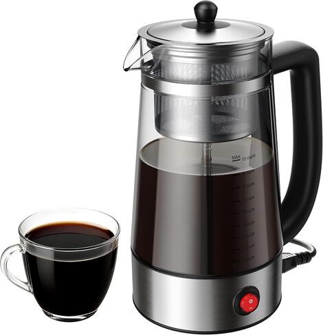 KIDISLE 10-Cup Electric Percolator Coffee Pot with Borosilicate Carafe | Reusable Stainless Steel Filter, Auto Keep Warm, 1000W Fast Brew, Visual Brew Control in Saudi Arabia