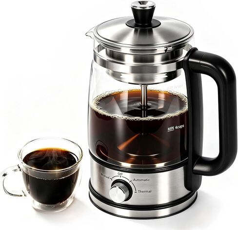 Horavie 8-Cup Electric Percolator Coffee Maker – Borosilicate Glass Carafe, Stainless Steel Filter, Auto or Manual Brew, Manual Keep Warm, Black in Saudi Arabia