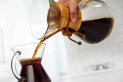 Chemex Pour-Over Glass Coffeemaker - Classic Series - 3-Cup - Exclusive Packaging | Manual Drip Coffee Brewer, Non-Porous Borosilicate Glass, Uses FP-2 Filters, Sediment-Free in Kuwait
