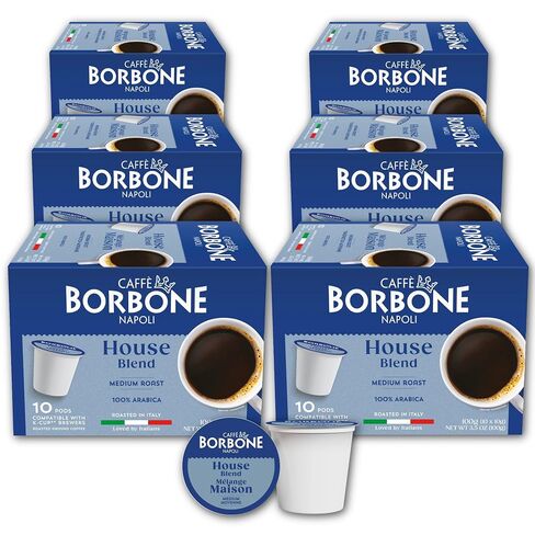 قهوة Caffè Borbone House Blend (60 قطعة) - تحميص متوسط، 100% أرابيكا، محمصة في إيطاليا مع طعم غني وسلس - كبسولات قهوة فردية متوافقة مع مخمرات K-Cup in Kuwait