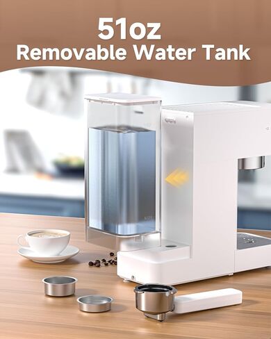 AMZCHEF Compact Espresso Machine 20 Bar, Americano, Latte & Cappuccino | Easy One-Touch Brewing, 30s Heat-Up, Stable PID Control, Easy Milk Frothing, Compact Design, 50oz Tank, White in Kuwait