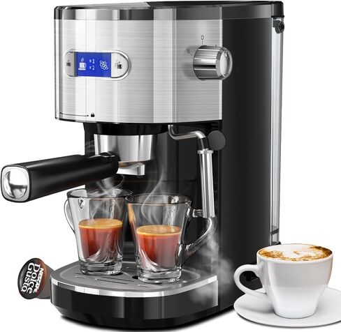 Kismile 20 Bar Espresso Machine,Milk Frother, LED Display, Stainless Steel | Built-in Customizable Function,Pre-Brew System,Coffee Maker for Lattes and Cappuccino in Saudi Arabia