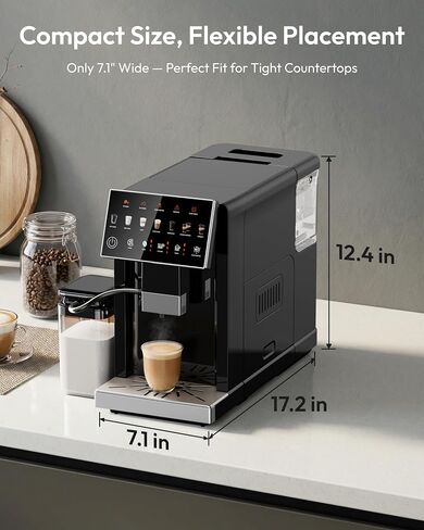 Automatic Espresso Machine, 20 Bar Coffee Maker with Grinder Built in Milk Frother, 15-Grind Settings Fully Automatic Espresso Machine with Touch Screen, Auto Self-Cleaning for Cappuccino & Latte | 20 Bar Coffee Maker, 15 Grind Settings, Touch Screen, Aut in Saudi Arabia