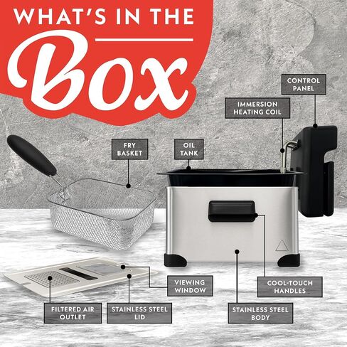 Gourmia 3.2 Qt Countertop Deep Fryer – Electric Oil Fryer with Digital Display, Adjustable 280°F–380°F Temperature Control, Viewing Window, Odor Filter Lid & Magnetic Safety Cord in Saudi Arabia