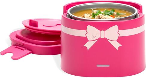 Paris Hilton Electric Lunch Warmer, 20-Ounce Stainless Steel Portable Food Container With Sealing Lid, Removable 2.5-Cup Inner Dish, “That’s Hot" Front Decal, Pink in Saudi Arabia
