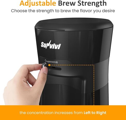 SUNVIVI 20Oz Iced Tea Coffee Maker with Reusable Filter - Small,Hot Brew | Adjustable Strength Hot Brewing Tea Machine for Lattes,Lemonade,Flavored Water,Black in Saudi Arabia
