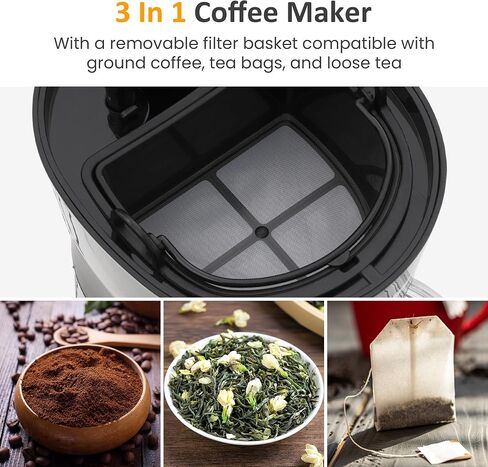 SUNVIVI 20Oz Iced Tea Coffee Maker with Reusable Filter - Small,Hot Brew | Adjustable Strength Hot Brewing Tea Machine for Lattes,Lemonade,Flavored Water,Black in Saudi Arabia