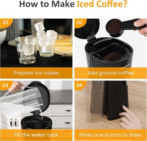 SUNVIVI 20Oz Iced Tea Coffee Maker with Reusable Filter - Small,Hot Brew | Adjustable Strength Hot Brewing Tea Machine for Lattes,Lemonade,Flavored Water,Black in Saudi Arabia